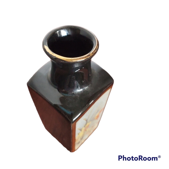 Miniature Porcelain Japanese Vase Hand-Painted with Art Of Chokin Style 3.5" Vtg - Picture 10 of 13